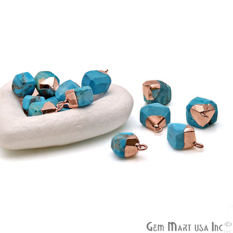 Turquoise Gemstone 20x14mm Gold Edged Bracelets Charm Connectors - GemMartUSA