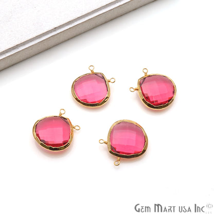 Gemstone 22x20mm Heart Shape Gold Electroplated Connector (Pick Your Gemstone) - GemMartUSA