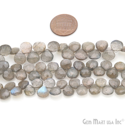 Labradorite Onion Beads, 8.5 Inch Gemstone Strands, Drilled Strung Briolette Beads, Onion Shape, 7-8mm