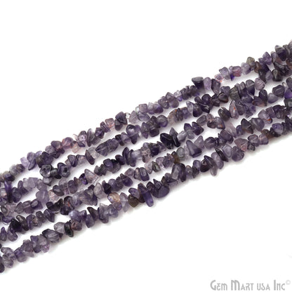 Amethyst Chip Beads, 34 Inch, Natural Chip Strands, Drilled Strung Nugget Beads, 3-7mm, Polished, GemMartUSA (CHAA-70004)