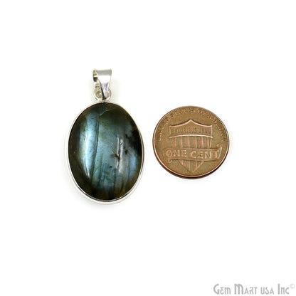 Labradorite Gemstone Oval 31x20mm Sterling Silver Necklace Pendant 1PC