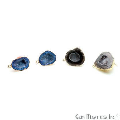 DIY Agate Slice Geode Druzy 15x26mm Gold Electroplated Loop Connector Studs Earrings - GemMartUSA