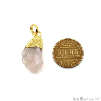 Rose Quartz Organic 25x22mm Gold Electroplated Single Bail Gemstone Pendant