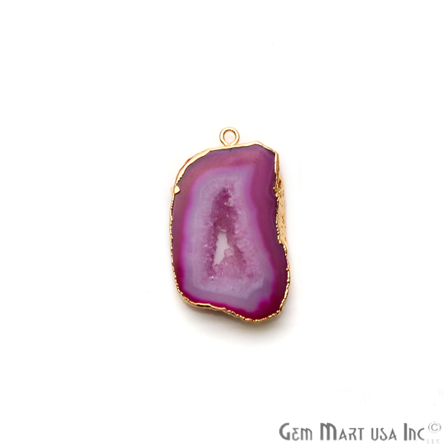 Agate Slice 36x22mm Organic Gold Electroplated Gemstone Earring Connector 1 Pair - GemMartUSA