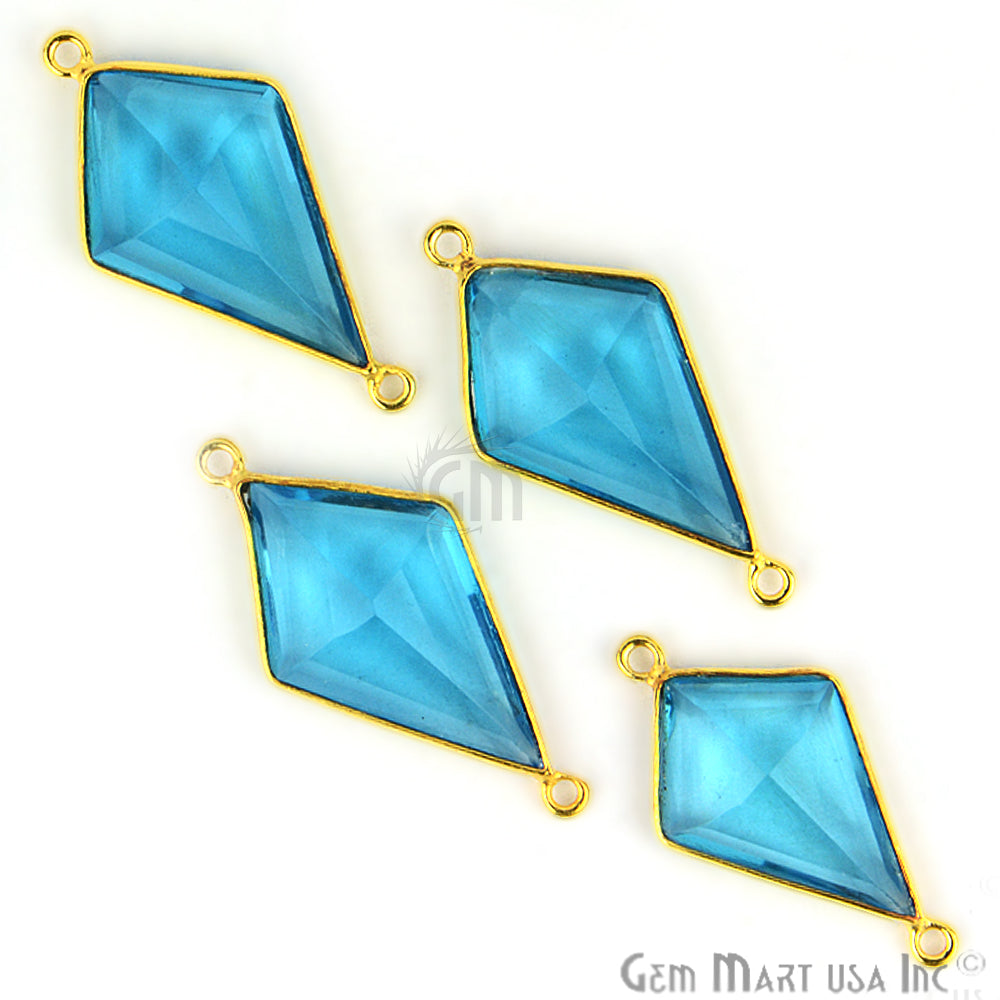 Kite Shape 16x33mm Gold Double Bail Gemstone Connector