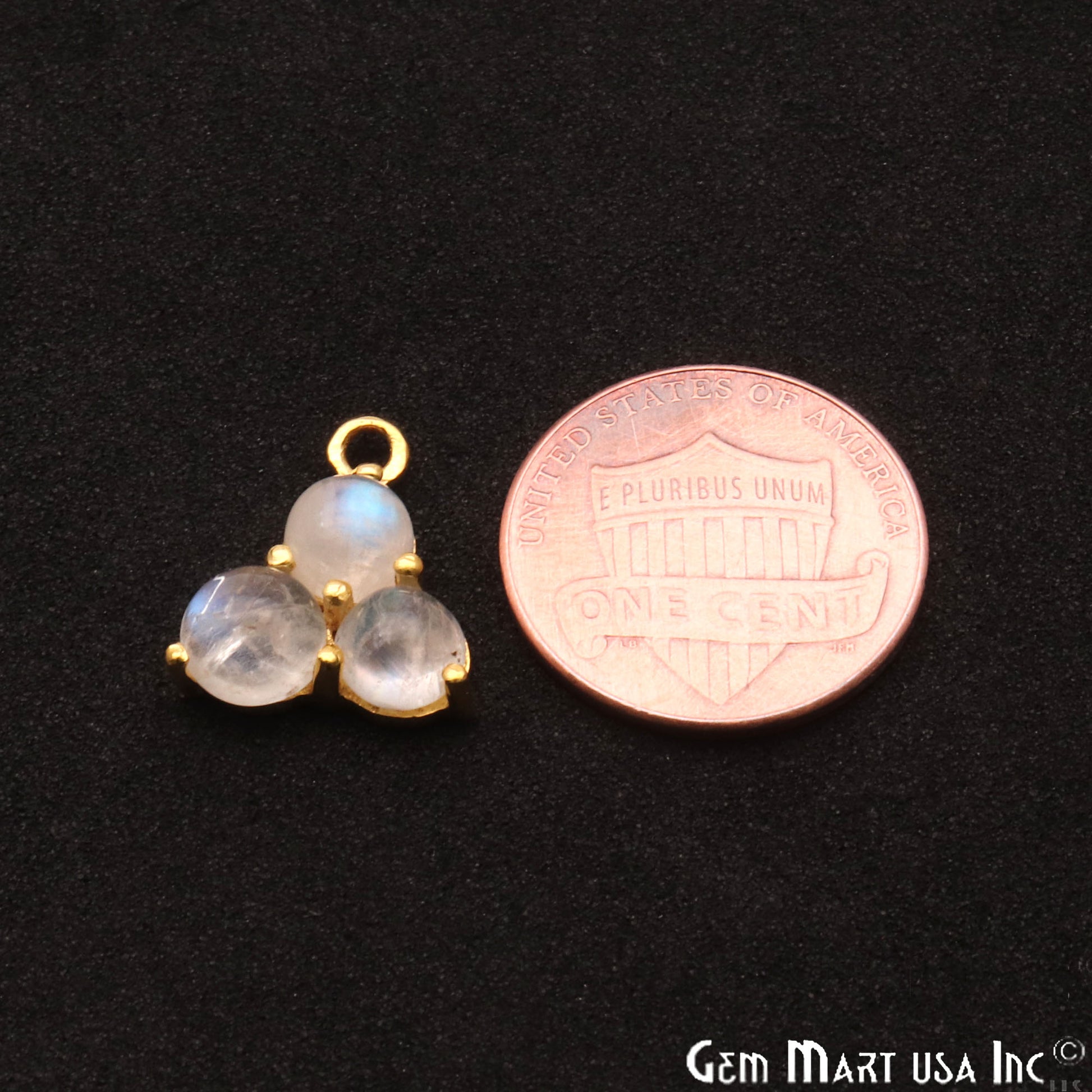 Rainbow Moonstone Gemstone 16x13mm Prong Setting Gold Plated Component Connector - GemMartUSA