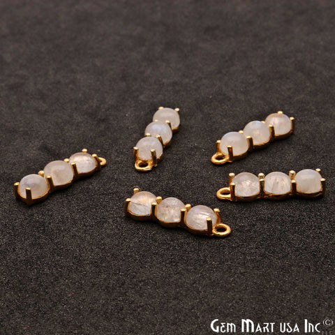 Rainbow Moonstone 22x6mm Prong Setting Gold Plated Component Connector - GemMartUSA