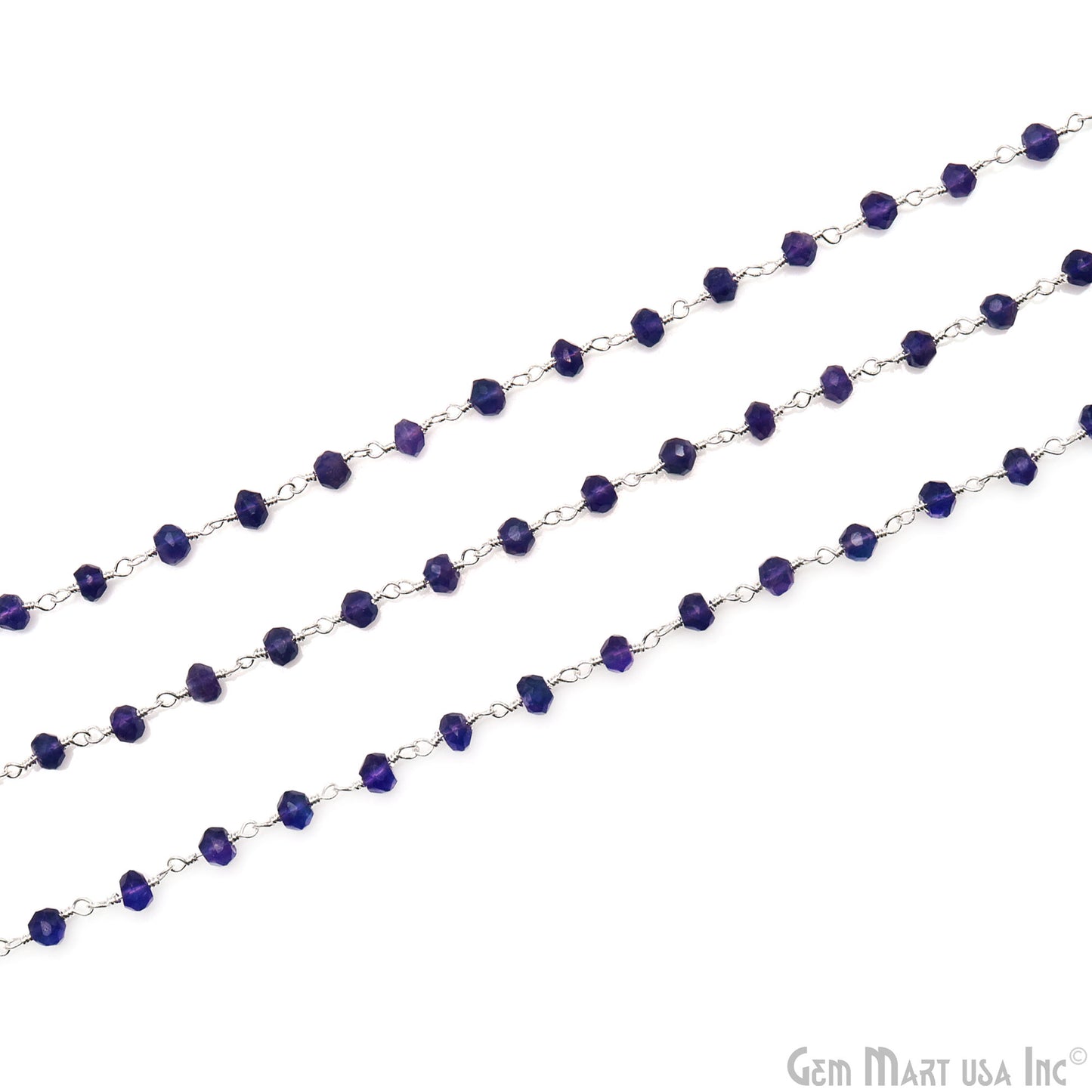 Amethyst 4mm Faceted Beads Silver Wire Wrapped Rosary