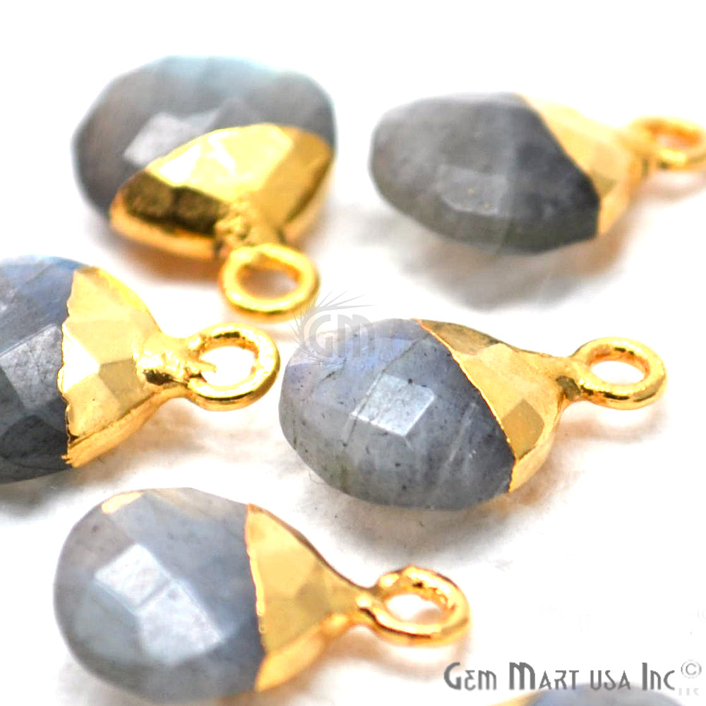 Labradorite 10mm Onion Gold Electroplated Single Bail Connector - GemMartUSA