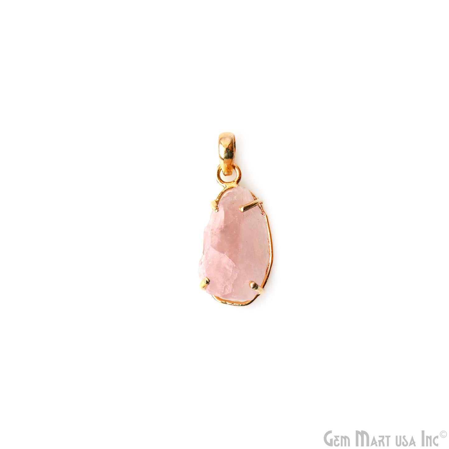 Natural Morganite Organic 28x13mm Gold Plated Prong Setting Single Bail Gemstone Pendant