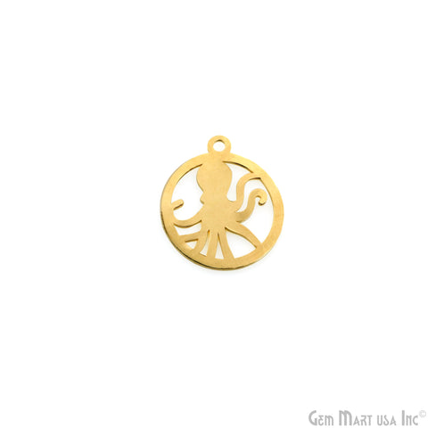 Octopus Shape Laser Charm Gold Plated 23x20mm Finding Charm Connector
