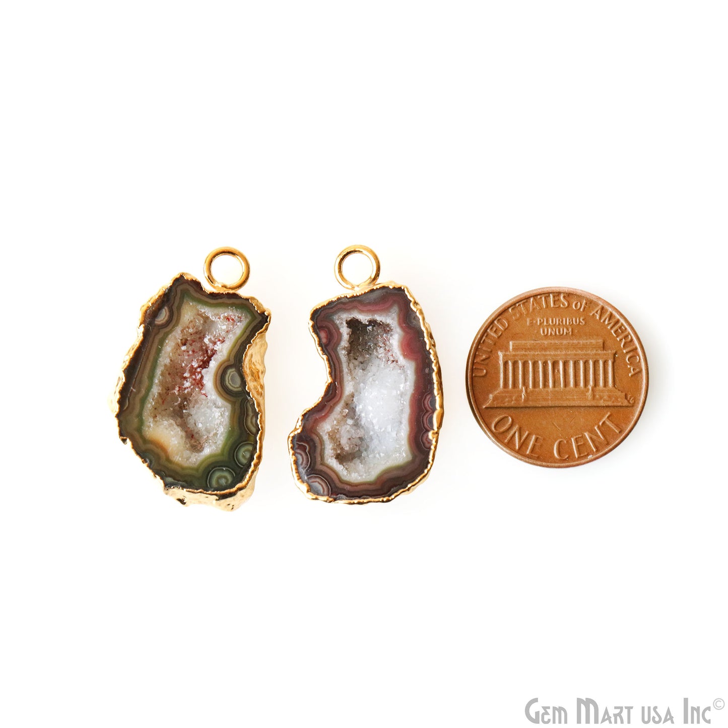 Geode Druzy 17x27mm Organic Gold Electroplated Single Bail Gemstone Earring Connector 1 Pair