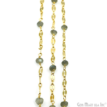 Labradorite Beads Gold Plated Finding Rosary Chain