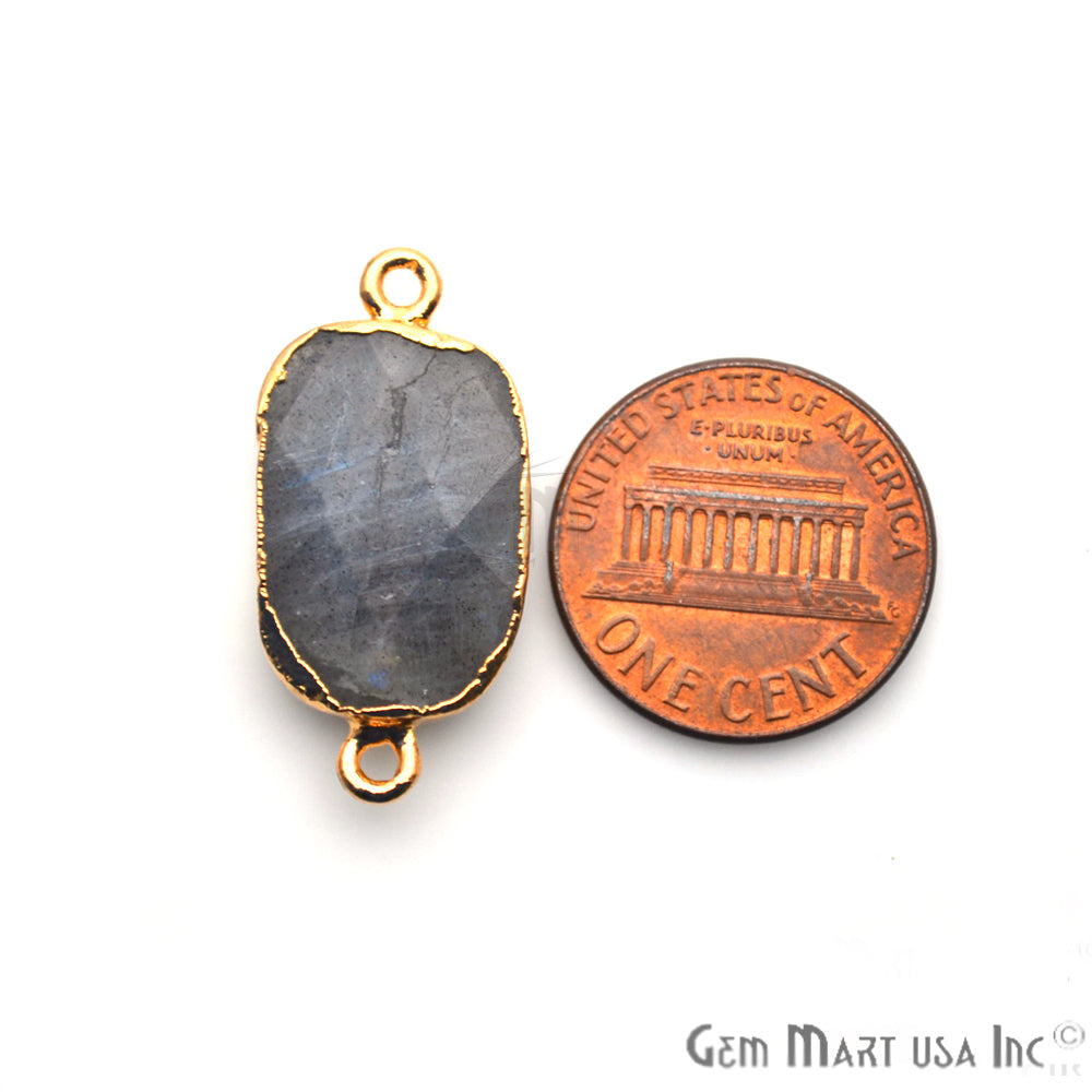 Labradorite 18x13mm Organic Shape Gold Electroplated Gemstone Connector - GemMartUSA