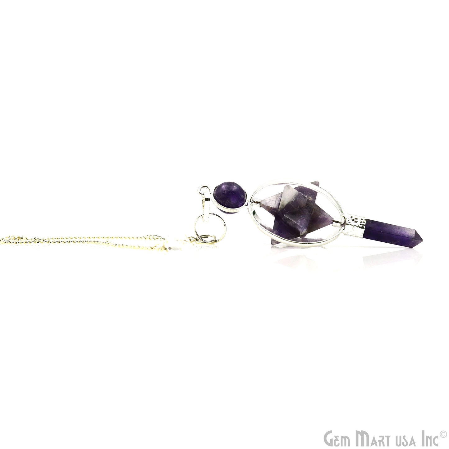 Amethyst Meditation Tool, Crystal Pointed Merkaba Dowsing Pendulum Reiki Healing, Crystal Point