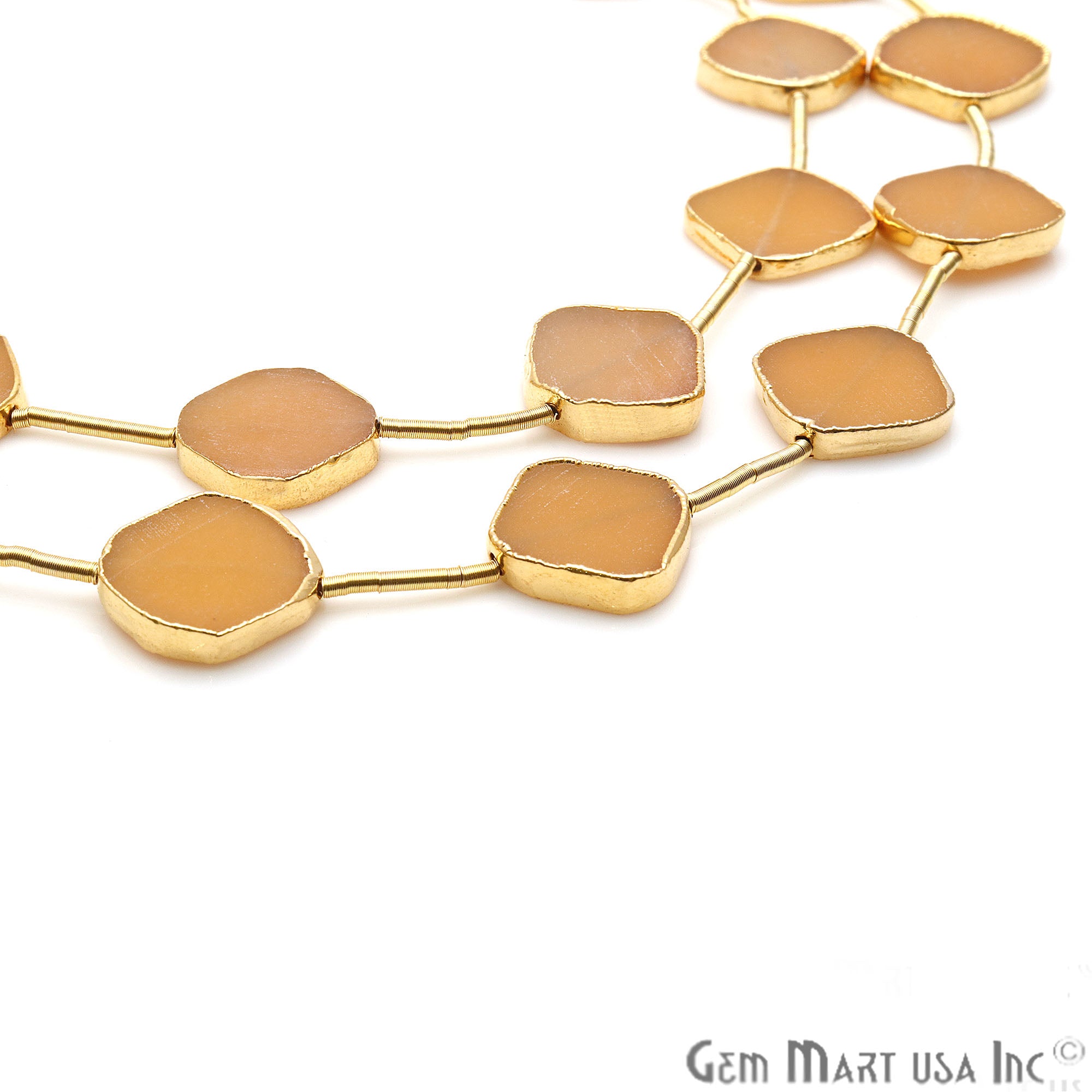 Sand Chalcedony Free Form 18x15mm Gold Edged Crafting Beads Gemstone Strands 9INCH - GemMartUSA