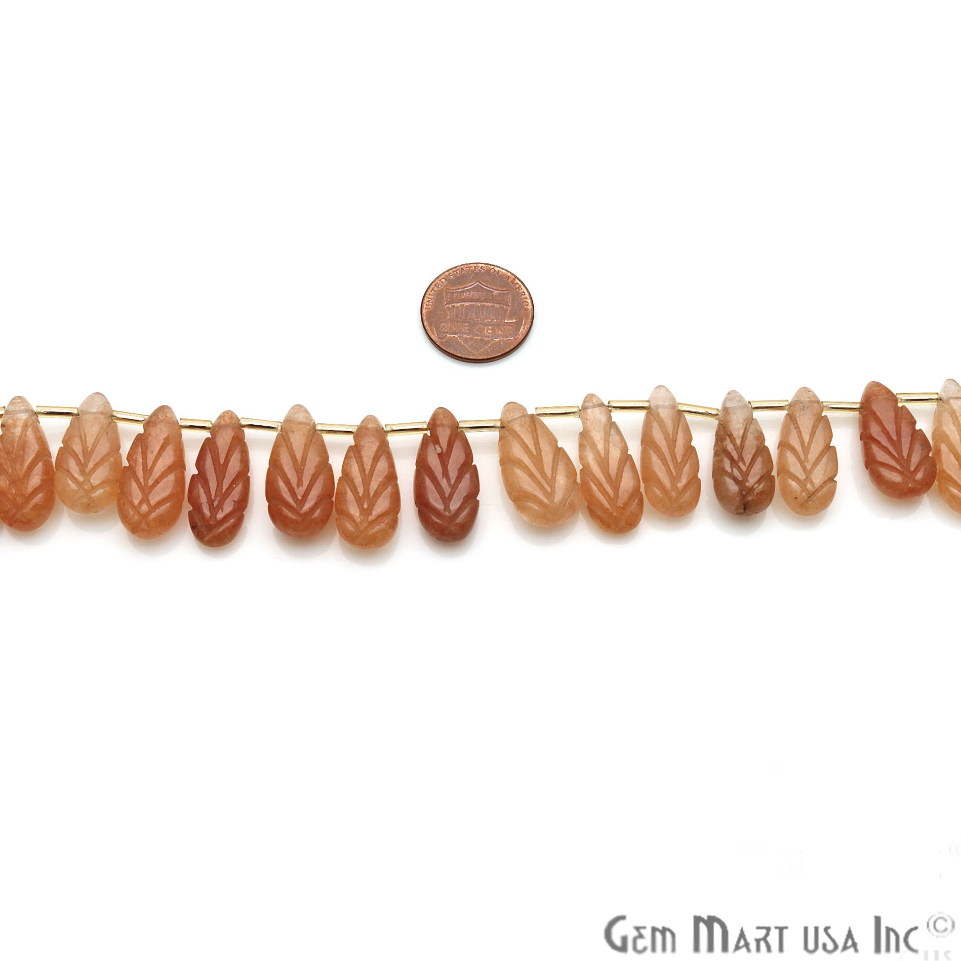 Copper Aventurine Pears 24x10mm Crafting Beads Gemstone Strands 10 INCH - GemMartUSA