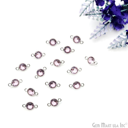 Morganite Quartz Round 6mm Brilliant Cut Silver Double Bail Connector