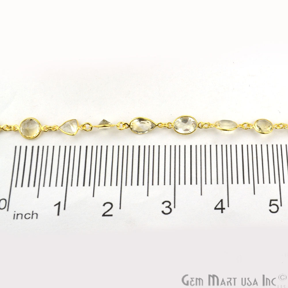 Lemon Topaz 10-15mm Mix Faceted Gold Bezel Continuous Connector Chain - GemMartUSA (764006268975)