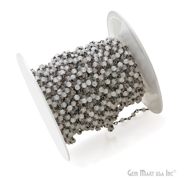 Rainbow Moonstone 3-3.5mm Oxidized...