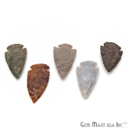 5pc Lot Arrowhead Cut Gemstones, 51x29mm Handcrafted Stone, Loose Gemstone, DIY Pendant, DIY Jewelry - GemMartUSA