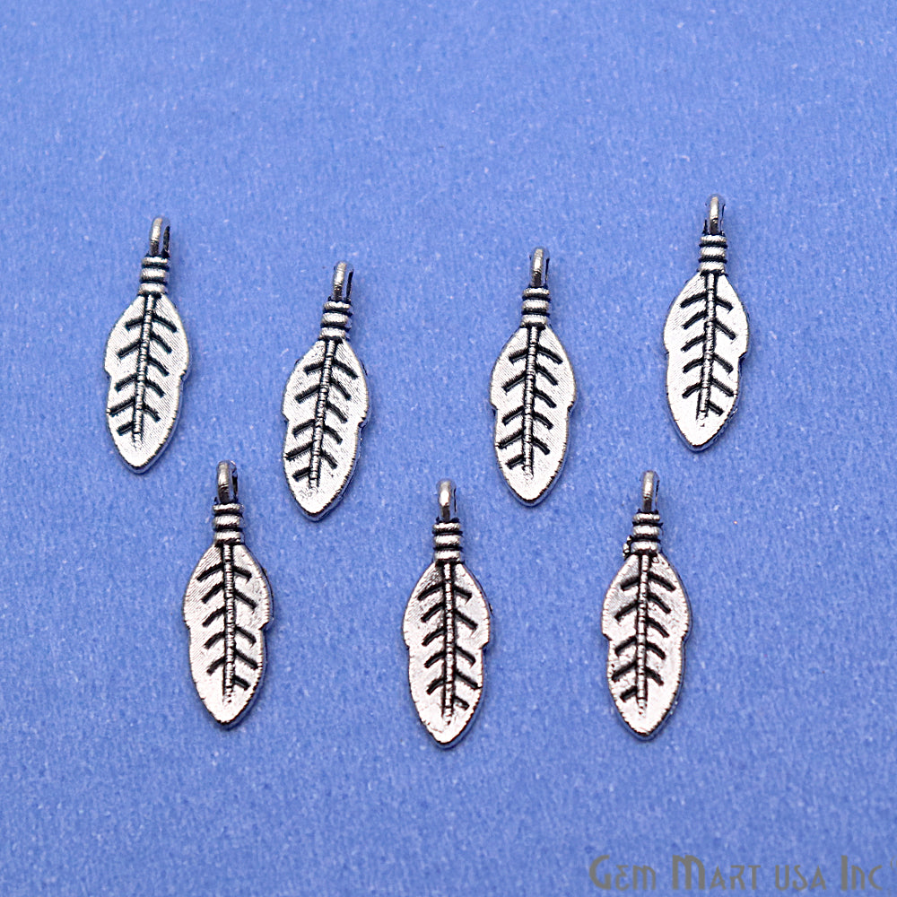 5pc Lot Leaf Shape Oxidized 16x5mm Charm For Bracelets & Pendants - GemMartUSA