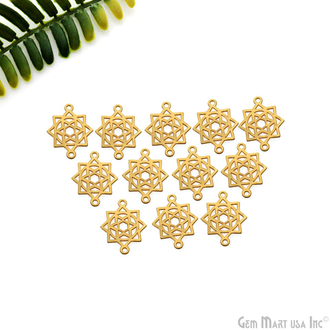 Metatron's Cube Charm Gold Laser Finding 25x19.8mm Gold Plated Charm For Bracelets & Pendants