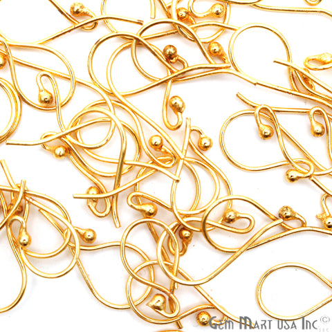 10 Pair Lot Gold Plated 20x10mm Earring Fish Hooks Findings - GemMartUSA