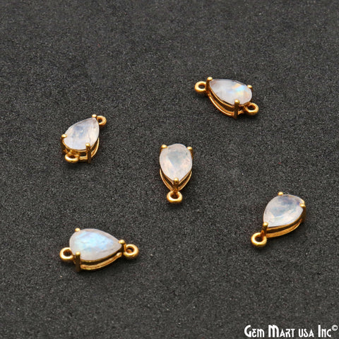 Faceted Pears 7x5mm Prong Gold Plated Double Bail Connector