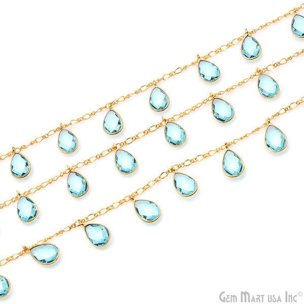 Blue Topaz Pears Gold...