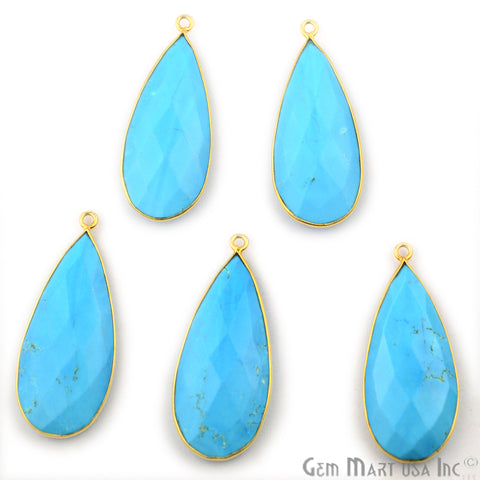 Turquoise Pears 15x35mm Single Bail Gold Bezel Gemstone Connector