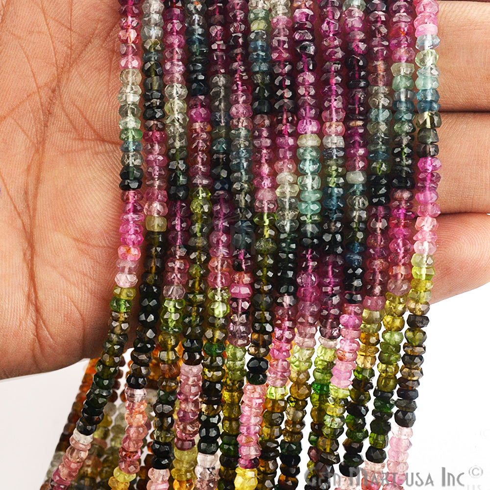 1 Strand Multi Tourmaline Faceted Rondelle 3.5mm, 13Inch Length AAAmazing quality (RLTM-70002) (762890321967)