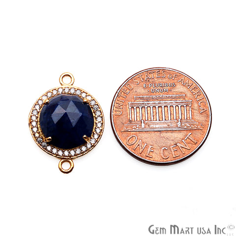 Gemstone 10mm Round Cubic Zirconia Prong Setting Gold Connector (Pick Gemstone) - GemMartUSA