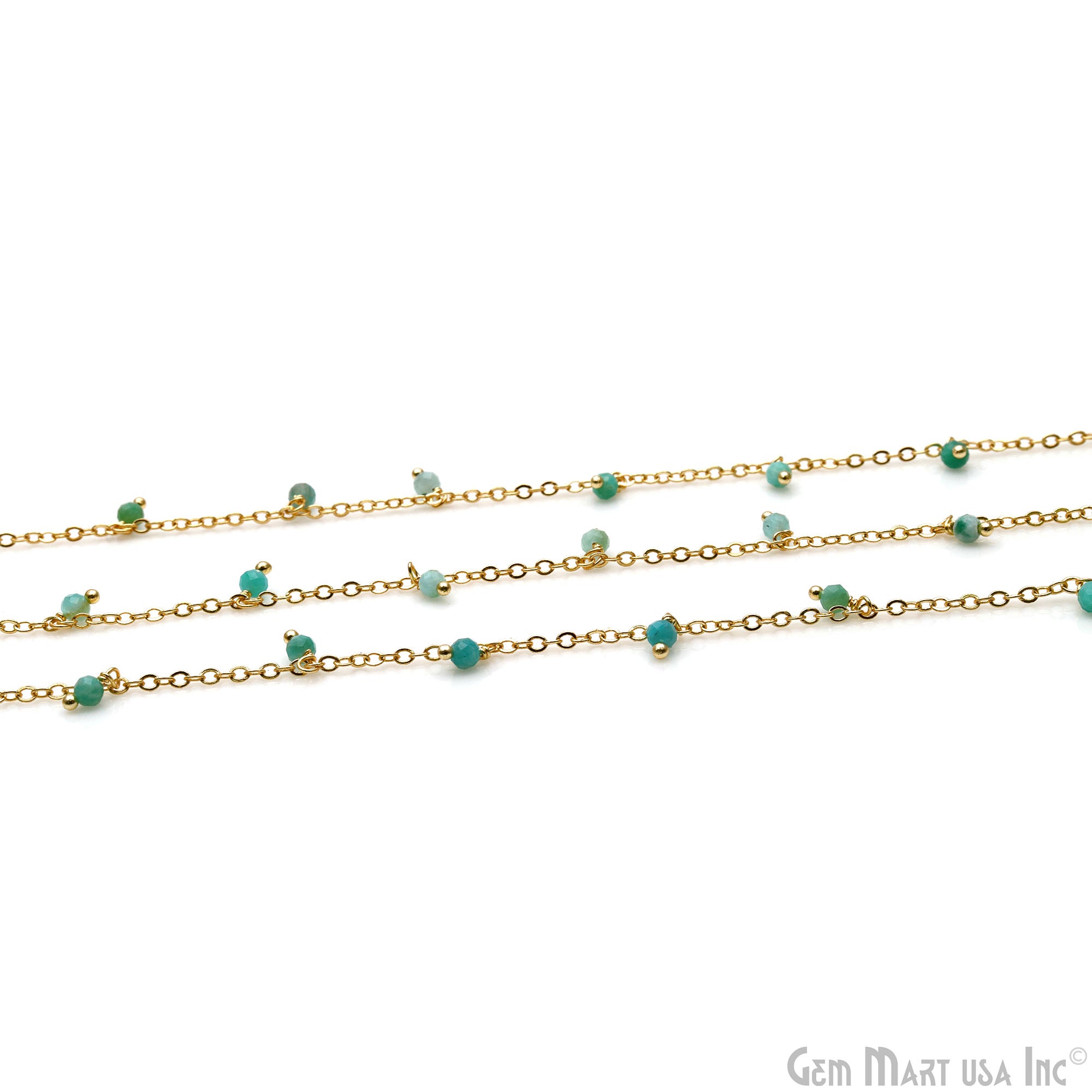 Chrysoprase Faceted Beads 3-4mm Gold Plated Cluster Dangle Chain