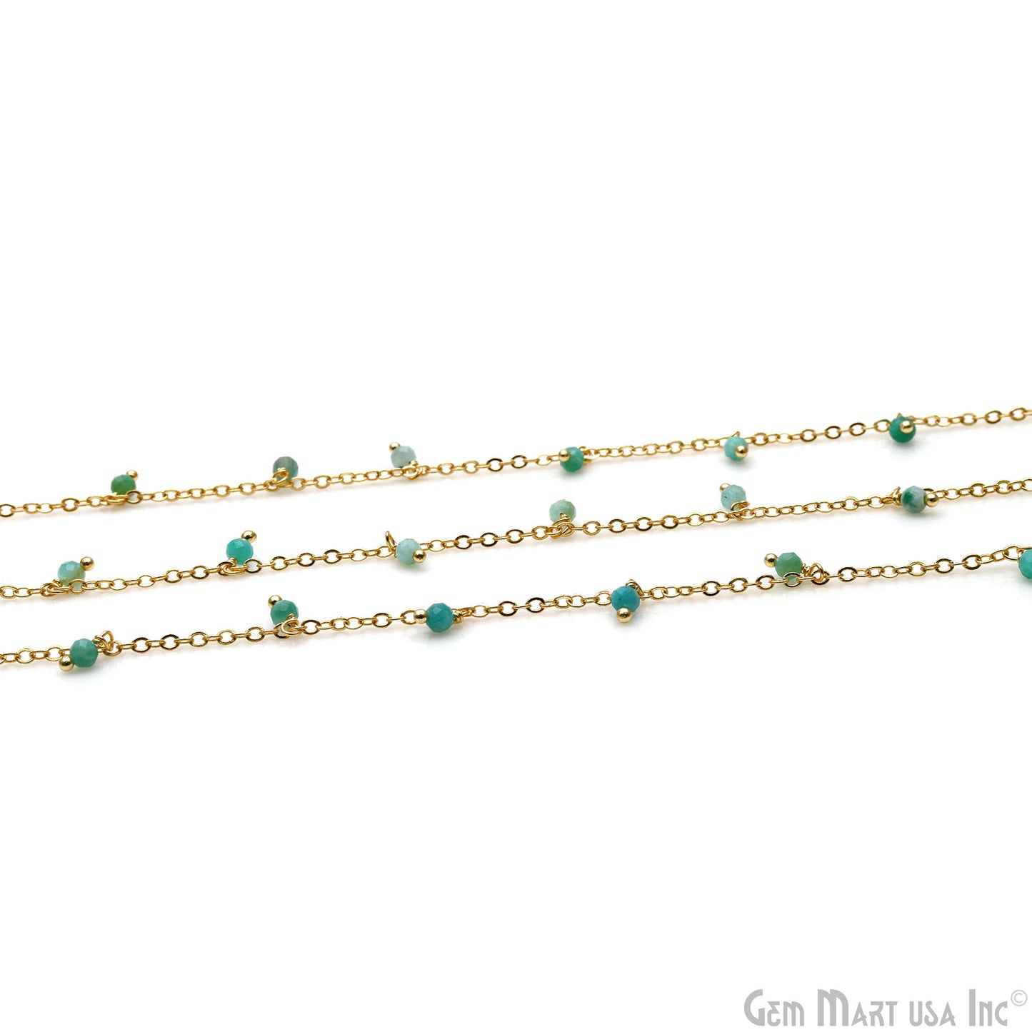 Chrysoprase Faceted Beads 3-4mm Gold Plated Cluster Dangle Chain