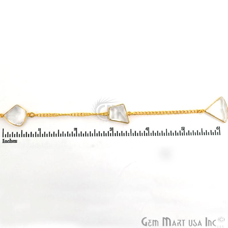 Crystal Freform Shape 10-15mm Gold Plated Connector Chain - GemMartUSA