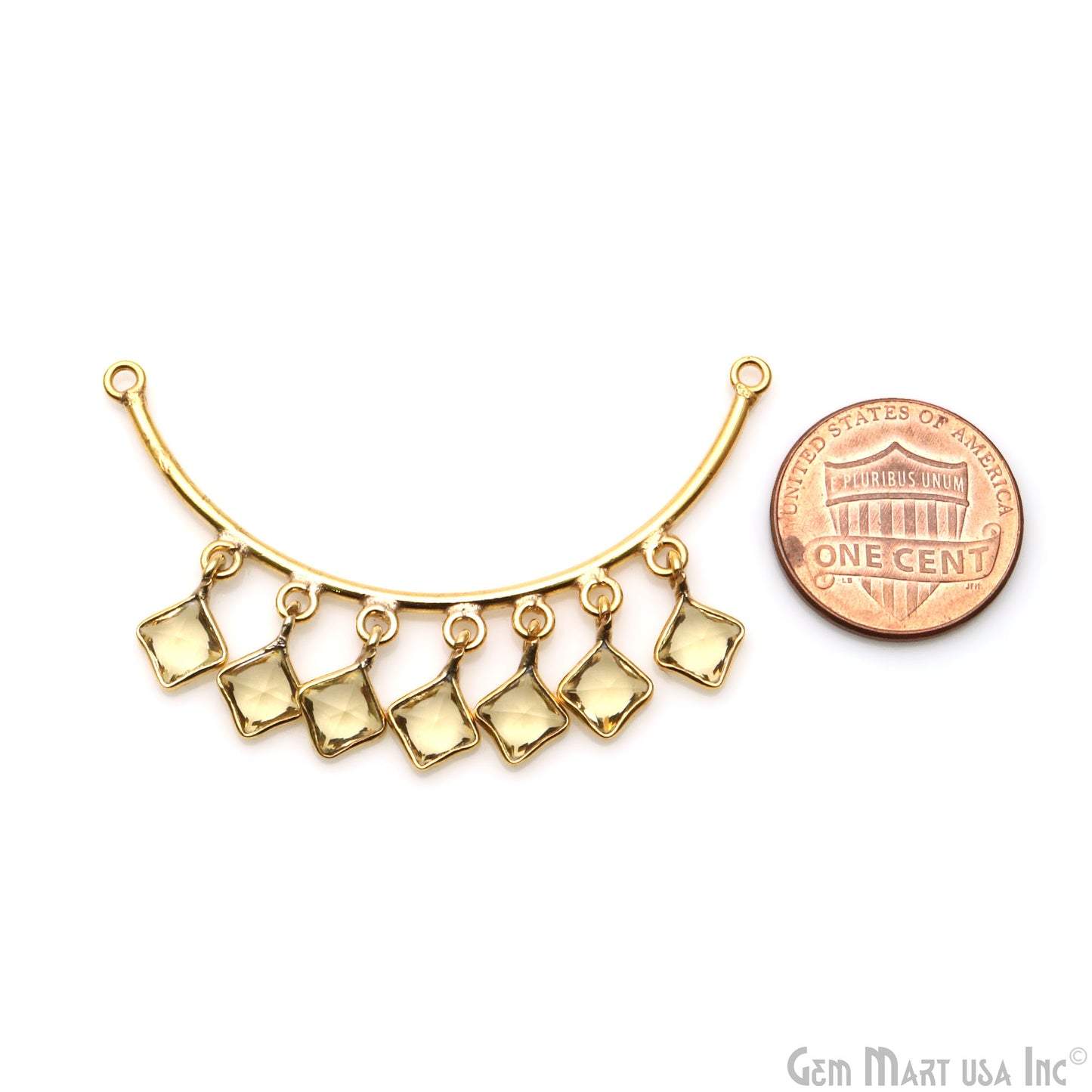 Crescent Moon Gold Plated Double Bail Square Chandelier Necklace