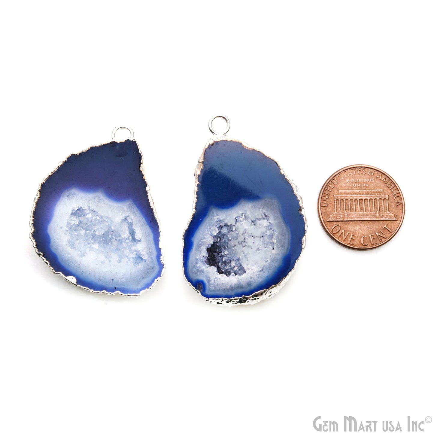 Geode Druzy 26x37mm Organic Silver Electroplated Single Bail Gemstone Earring Connector 1 Pair