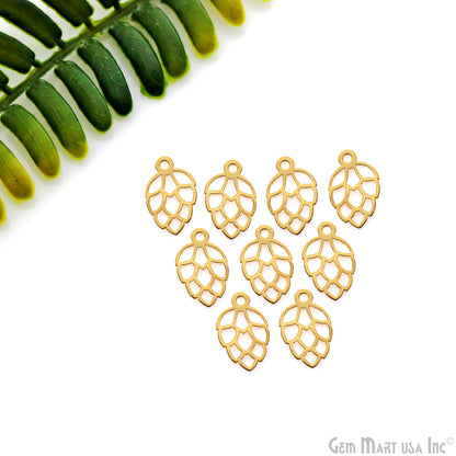 Leaf Shape Charm Laser Finding Gold Plated 18x11.2mm Charm For Bracelets & Pendants