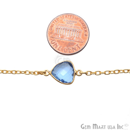 Tanzanite & Crystal 10mm Gold Plated Bezel Link Connector Chain - GemMartUSA