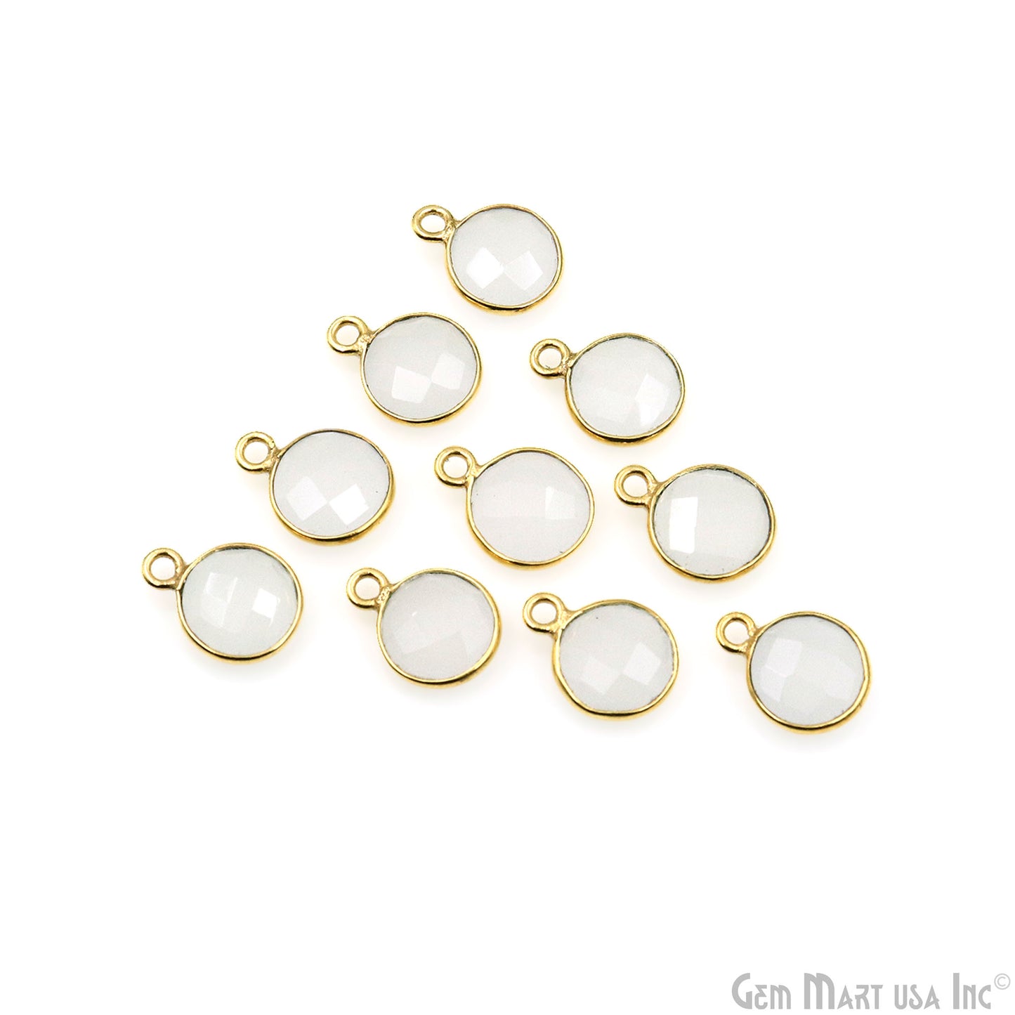 Round 8mm Single Bail Gold Plated Bezel Gemstone Connectors