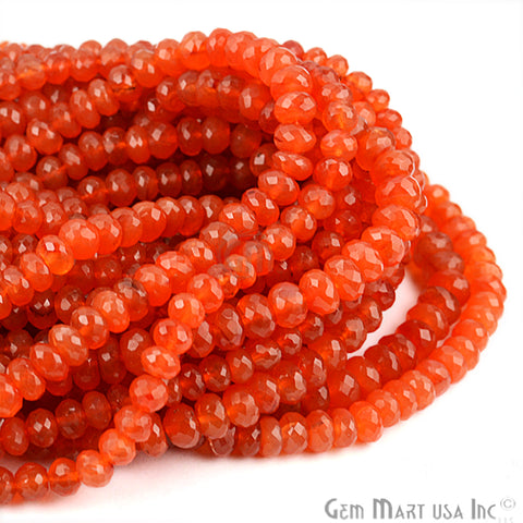Micro Faceted AAA Quality Natural Carnelian Round 7-8mm Gemstone Rondelle Beads - GemMartUSA