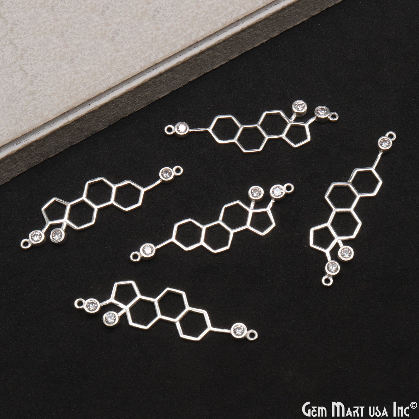 Estrogen Molecule Pendant 45x11mm Chemistry Necklace, Science Necklace