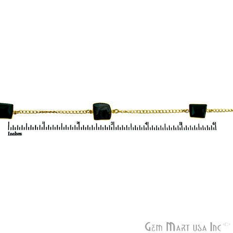 Black Onyx 10-15mm Freeform Shape Gold Plated Bezel Connector Chain - GemMartUSA