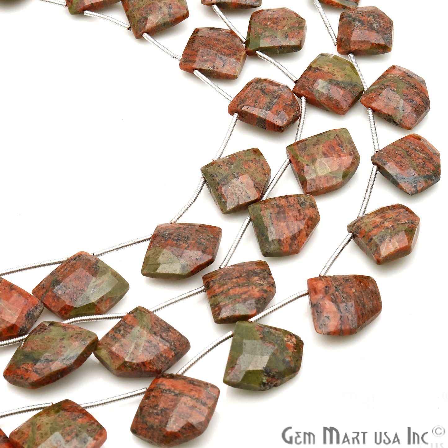 Unakite Freeform 18x15mm Crafting Beads Gemstone Briolette Strands 8 Inch - GemMartUSA