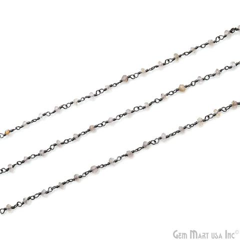 Golden Rutilated Gemstone Beads 2.5-3mm Oxidized Wire Wrapped Bead Rosary Chain
