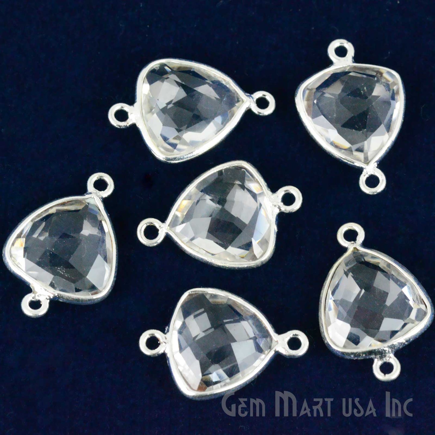 Trillion 12mm Double Bail Silver Bezel Gemstone Connector