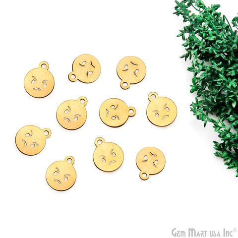 Emoji Shape Laser Finding Gold Plated 14.9x12mm Charm For Bracelets & Pendants