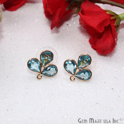 DIY Gemstone Gold Loop Connector Stud Earring (90048) (Pick Stone) - GemMartUSA