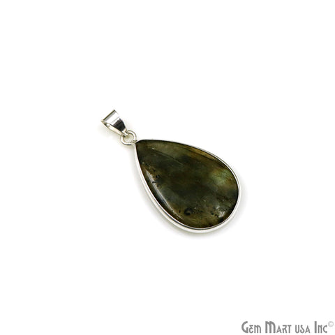 Labradorite Gemstone Pears 39x22mm Sterling Silver Necklace Pendant 1PC
